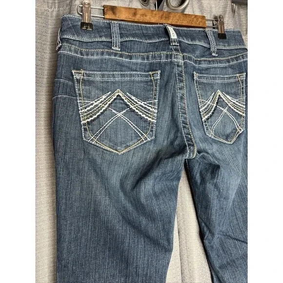 ARIAT Mid Rise Boot Cut Jeans Ocean Blue Size 30R 32”L Whipstitch - Picture 3 of 15